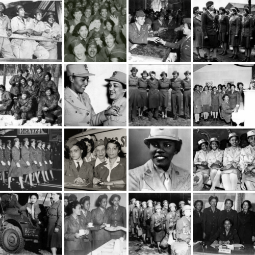 The 6888th Central Postal Director Battalion a collage picture of women who represented this battalion.